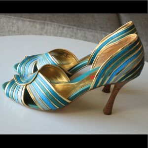 NaNa Green and Gold High Heels